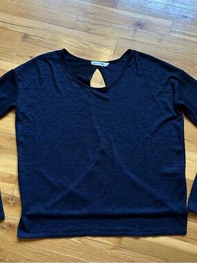 rag & bone Blue Long Sleeve Keyhole Top